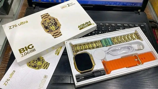 Z76 Ultra 49mm Smartwatch with Heart Rate Monitor (Gold) view 6