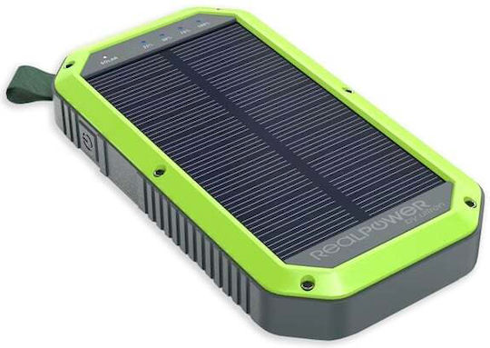 RealPower PB-10000 Solar Solar Power Bank 10000mAh with USB-A Port and USB-C Port Black view 2