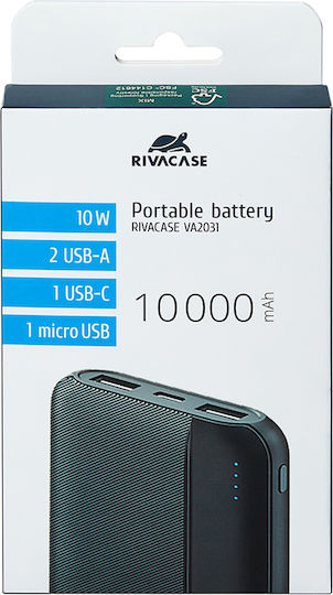 Rivacase VA2031 Power Bank 10000mAh with 2 USB-A Ports Black vista 5