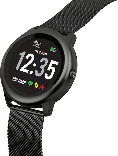 Sector S-01 46mm Smartwatch with Heart Rate Monitor (Black Metallic Bracelet) view 4