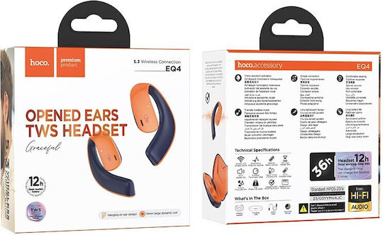 Hoco EQ4 In-ear Bluetooth Handsfree Earphones with Charging Case Orange view 2