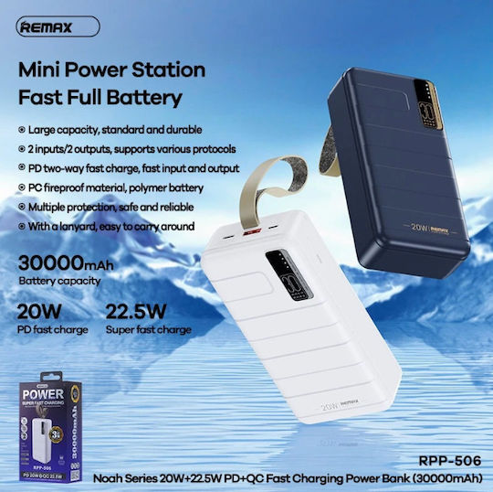 Remax RPP-506 Power Bank 30000mAh 22.5W with 2 USB-C Ports Blue view 3