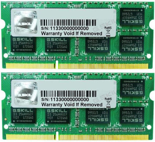 G.Skill DDR3 4GB RAM with 2x2GB Modules and Speed 1600 for Laptop F3-12800CL9D-4GBSQ