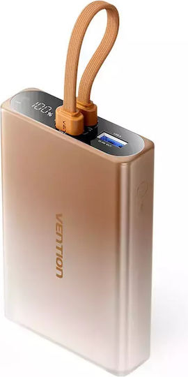 Vention Power Bank 10000mAh 22.5W with USB-A Port and USB-C Port Gold view 1