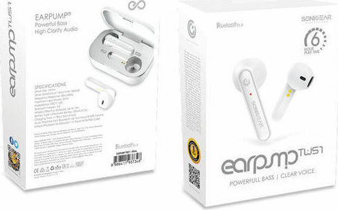 Sonic Gear TWS1 Earbud Bluetooth Handsfree Earphones with Charging Case White view 4