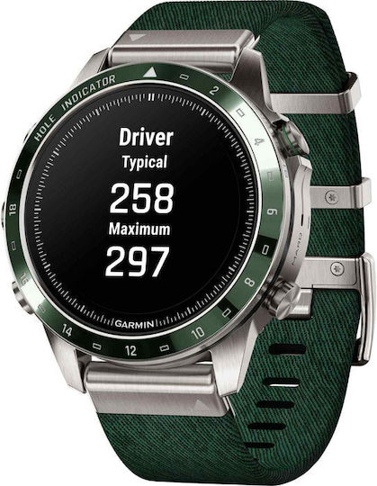 Garmin MARQ Golfer (Gen 2) Titanium 46mm Waterproof Smartwatch with Heart Rate Monitor (Green) view 2