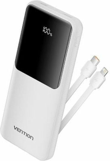 Vention FHO Power Bank 10000mAh 22.5W with 2 USB-A Output Ports and USB-C Output Port White