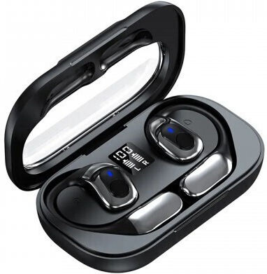 YW01 Open Ear Bluetooth Handsfree Earphones with Sweat Resistance and Charging Case Black view 1