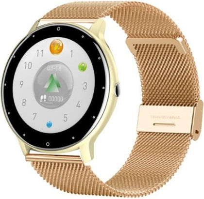 Zl02d 1.28 Inch Ip67 Waterproof Steel Band Smart Watch Support Heart Rate Monitoring Gold view 1