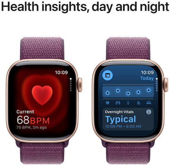 Apple Watch Series 10 Aluminium 46mm Waterproof with Heart Rate Monitor (Rose Gold with Plum Sport Loop) view 4