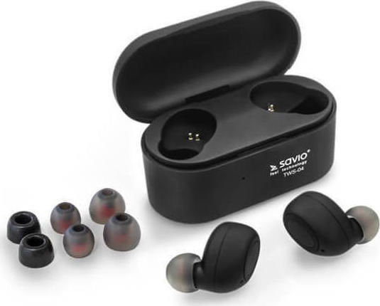 Savio TWS-04 In-ear Bluetooth Handsfree Earphones with Charging Case Black view 3
