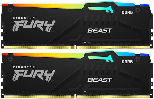 Kingston FURY Beast RGB DDR5 32GB RAM with 2x16GB Modules and Speed 6400 for Desktop KF564C32BBEAK2-32 view 2
