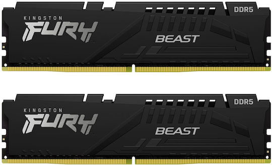 Kingston Fury Beast DDR5 64GB RAM with 2x32GB Modules and Speed 5600 for Desktop KF556C40BBK2-64