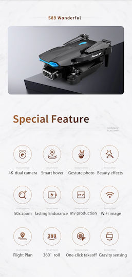 Gaoqi S89 Drone 2.4 GHz with 4K Camera and Controller White view 3