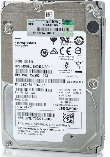 HP 600GB HDD Hard Drive 3.5" SAS 3.0 15000rpm For Server 744995-003