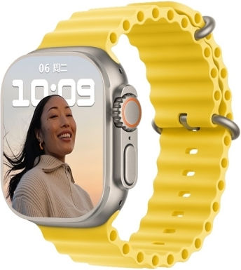 T800 Ultra 1.99 Inch Ocean Silicone Band Smart Watch Support Heart Rate Ecg Yellow