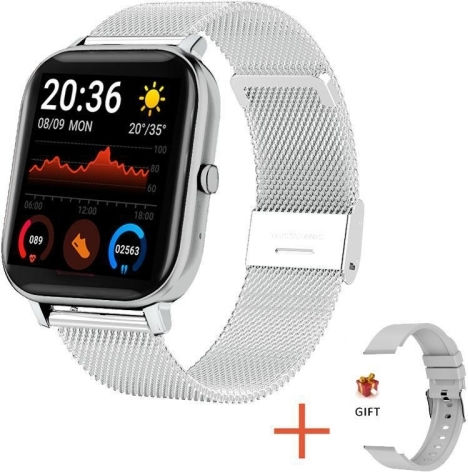 H10 1.69 Inch Screen Bluetooth Call Smart Watch Support Heart Rate Blood Pressure/sleep Monitoring Color Silver Net+silicone