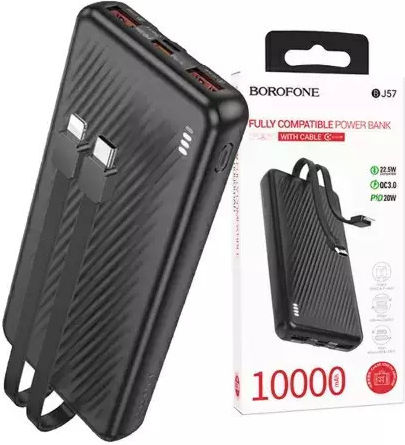 Borofone BJ57 Power Bank 10000mAh 22.5W with 2 USB-A Ports and USB-C Port Power Delivery / Quick Charge 3.0 Black vue 2