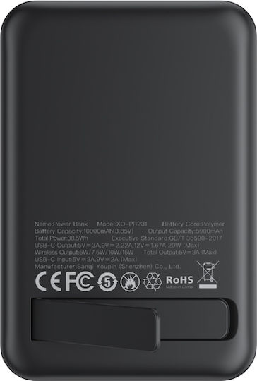 XO PR231 MagSafe Power Bank 10000mAh 15W with USB-C Port Quick Charge 2.0 Black view 6