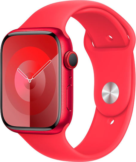 Apple Watch Series 9 Cellular Aluminium 45mm Waterproof with eSIM and Heart Rate Monitor ((PRODUCT)RED Sport Band (S/M)) view 2