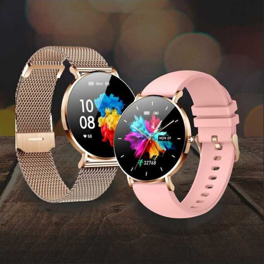 Manta Stainless Steel Smartwatch with Heart Rate Monitor (Pink) view 7