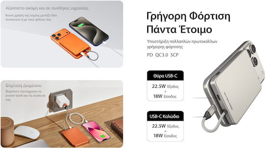 NiteCore Pocket 5 MagSafe Power Bank 5000mAh 22.5W Orange view 8