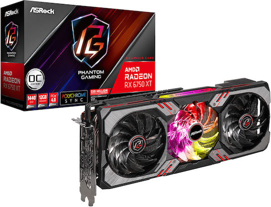 ASRock Radeon RX 6750 XT 12GB GDDR6 Phantom Gaming D OC Graphics Card view 1