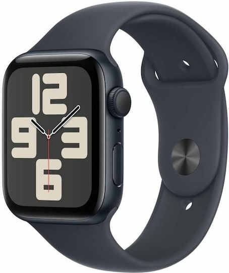 Apple Watch SE 2024 Aluminium 44mm Waterproof with Heart Rate Monitor (Midnight with Midnight Sport Band (M/L)) view 2