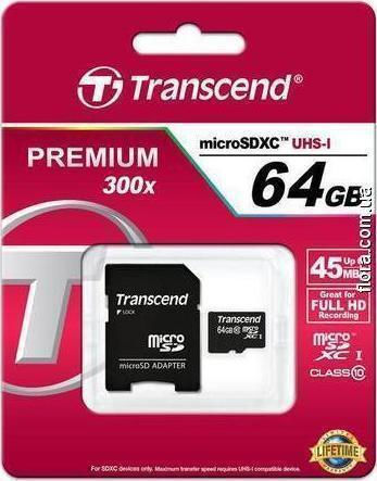 Transcend Premium 300x SDXC 64GB Class 10 UHS-I 60MB/s Memory Card with Adapter view 2