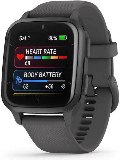 Garmin Venu Sq 2 Aluminium 40mm Waterproof Smartwatch with Heart Rate Monitor (Slate Aluminium Bezel with Shadow Grey Case and Silicone Band) view 3