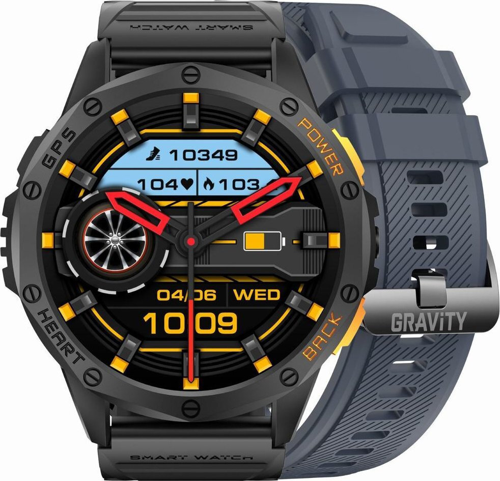 Gravity GT24 48mm Smartwatch with Heart Rate Monitor Black