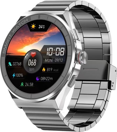 Bm01 1.45 Inch Steel Band Ip68 Waterproof Smart Watch Support Bluetooth Call Nfc Silver