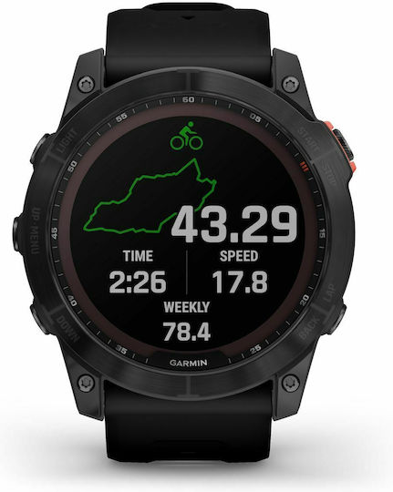 Garmin Fenix 7X Solar Stainless Steel 51mm Waterproof Smartwatch with Heart Rate Monitor (Slate Grey with Black Band) view 1