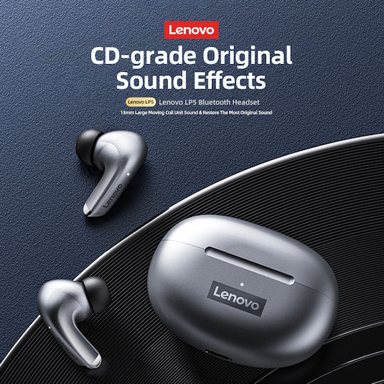 Lenovo LP5 In-ear Bluetooth Handsfree Earphones with Charging Case Black view 2