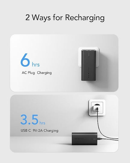 Vrurc W1146 Power Bank 10000mAh 20W with 2 USB-A Ports and USB-C Port Power Delivery / Quick Charge 3.0 Black view 4