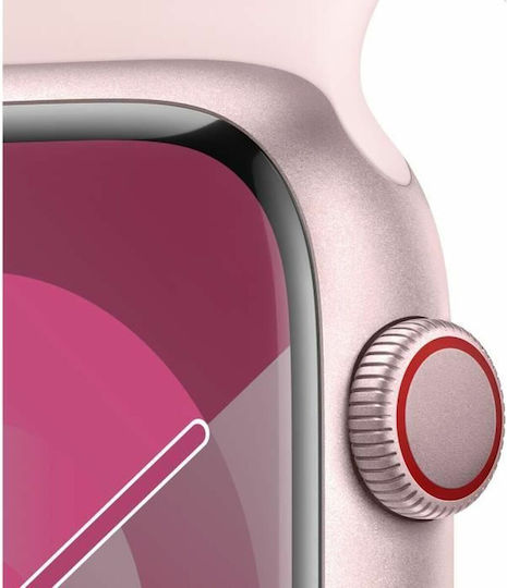 Apple Watch Series 9 Cellular Aluminium 45mm Waterproof with eSIM and Heart Rate Monitor (Pink with Light Pink Sport Band (M/L)) view 6
