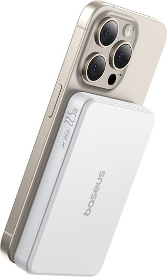 Baseus Airpow2 Qi2 Power Bank 10000mAh 22.5W with USB-A Port and USB-C Port White view 7
