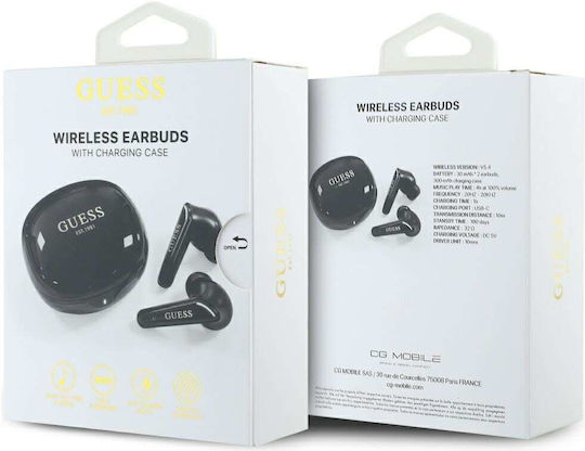 Guess Glossy Classic Logo In-ear Bluetooth Handsfree Earphones with Charging Case Black view 6