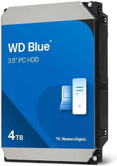 Western Digital Blue 4TB HDD Hard Drive 3.5" SATA III 5400rpm with 128MB Cache for Desktop WD40EZZX view 1