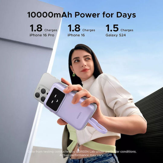 Ugreen Uno Power Bank 10000mAh 30W with USB-A Port and USB-C Port Power Delivery Purple view 3