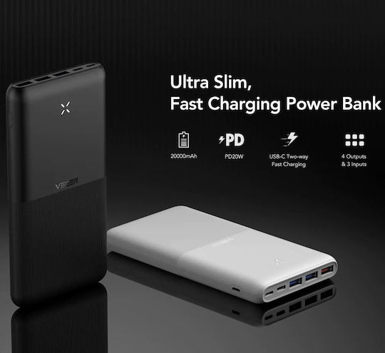 Veger S22 Power Bank 20000mAh 20W with 3 USB-A Ports and USB-C Port Power Delivery / Quick Charge 3.0 White view 6