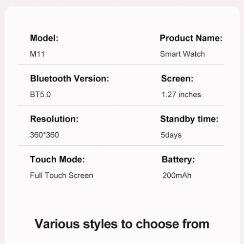 M11 Pink Smartwatch with Heart Rate Monitor (Pink) view 5