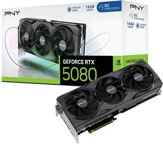 PNY GeForce RTX 5080 16GB GDDR7 Overclocked Triple Fan Graphics Card