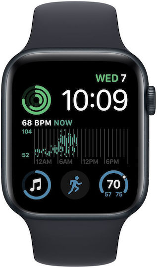 Apple Watch SE 2023 Aluminium 44mm Waterproof with Heart Rate Monitor (Midnight with Midnight Sport Band (M/L)) view 2