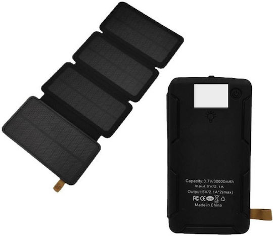 S16000 Solar Power Bank 30000mAh with 2 USB-A Ports Black