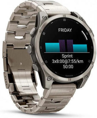 Garmin Fenix 8 Titanium 47mm Waterproof Smartwatch with Heart Rate Monitor (Sapphire, Titanium With Vented Titanium Bracelet) view 3