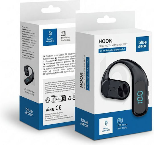 Blue Star Hook In-ear Bluetooth Handsfree Headset Black