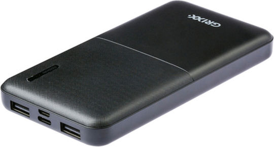 Grixx GREXTBP50B01 Power Bank 5000mAh with 2 USB-A Ports and USB-C Port Black