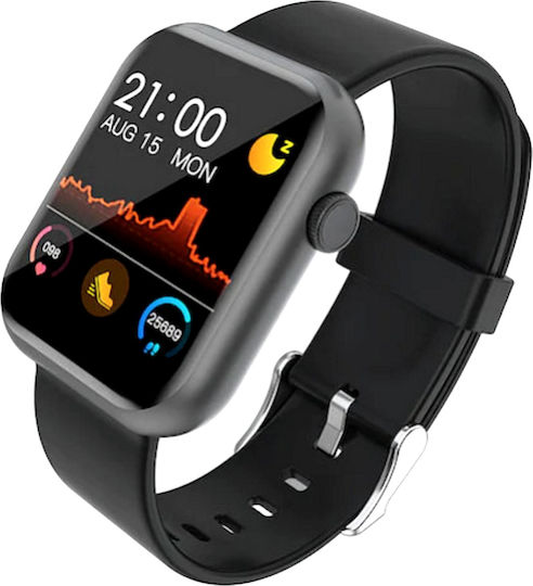 Idealstore Refined Legend Smartwatch 1.3 Inch 2.5d Ips Display Curved Edges Silicone Strap Ip67 Monitors Heart Rate Blood Pressure Blood Oxygen Sleep Burned Calories Black