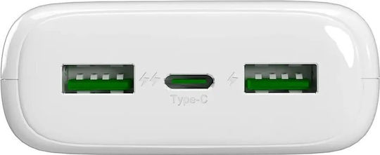 Puro Daily 20 Plus Power Bank 20000mAh 22.5W with 2 USB-A Ports and USB-C Port Power Delivery White view 2